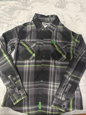 DIXXON Black, Gray & Green Plaid Button-Down Shirt